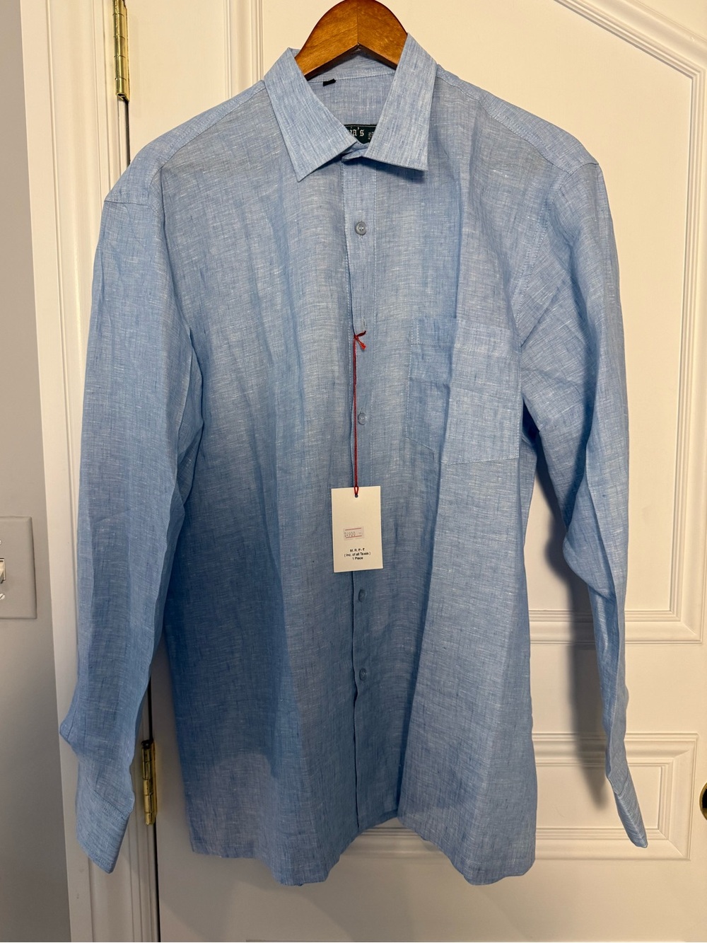 NWT Maharaja’s Taj Mahal Palace Mumbai Linen Shirt 41 Blue